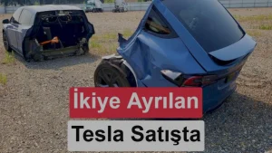 İkiye ayrılan Tesla Model X Plaid Copart’ta açık artırmaya çıktı
