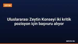 Uluslararası Zeytin Konseyi iki kritik pozisyon için başvuru alıyor